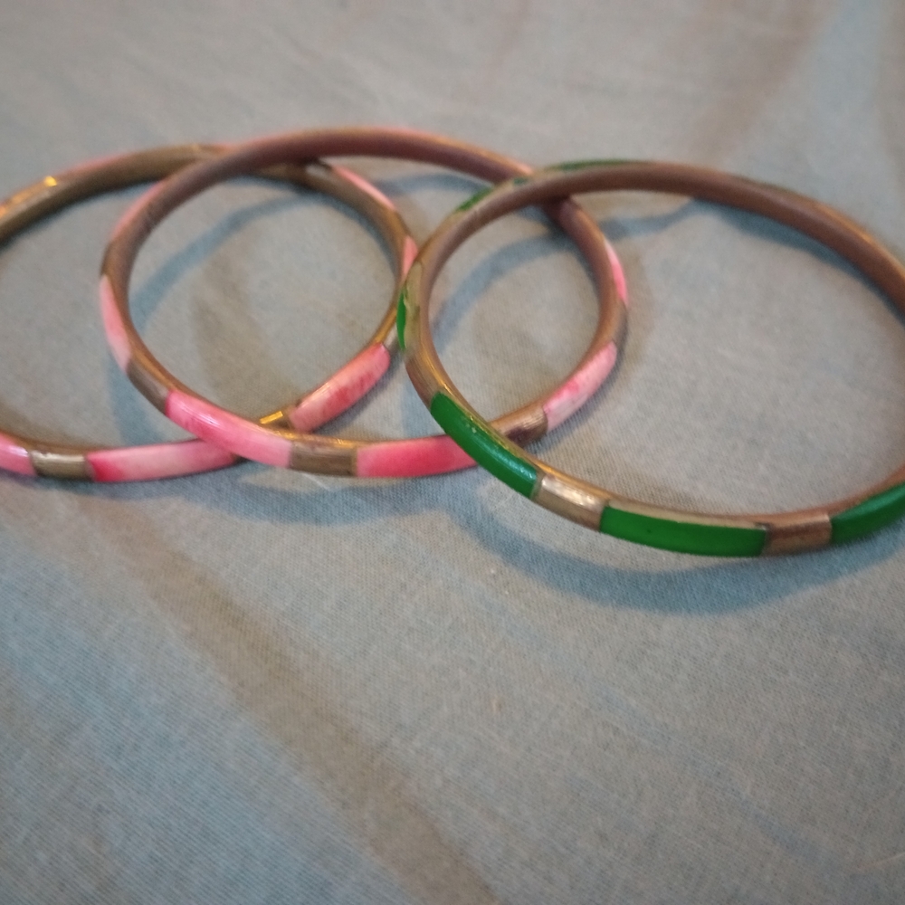 Pink and Green Bangle Set